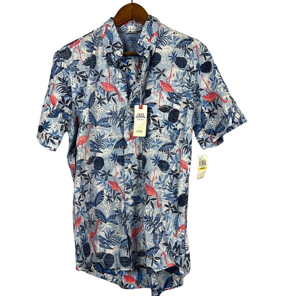 NEW! Izod Floral Print Button Up Shirt - M